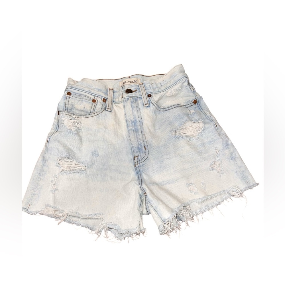 Madewell Relaxed Mid-Length Denim Shorts in Steenwick Wash: Ripped Edition 24